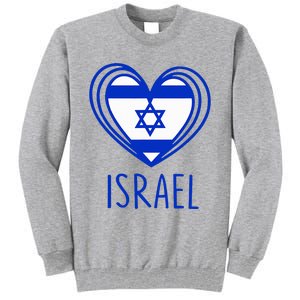 Patriotic Israel Pride Israeli Heart Flag Israel Tall Sweatshirt