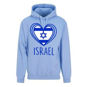 Patriotic Israel Pride Israeli Heart Flag Israel Unisex Surf Hoodie