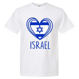 Patriotic Israel Pride Israeli Heart Flag Israel Garment-Dyed Heavyweight T-Shirt