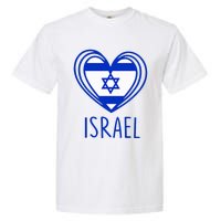 Patriotic Israel Pride Israeli Heart Flag Israel Garment-Dyed Heavyweight T-Shirt