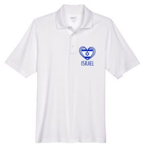 Patriotic Israel Pride Israeli Heart Flag Israel Men's Origin Performance Pique Polo