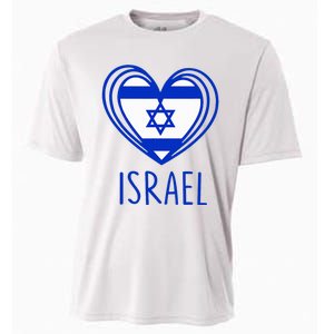 Patriotic Israel Pride Israeli Heart Flag Israel Cooling Performance Crew T-Shirt