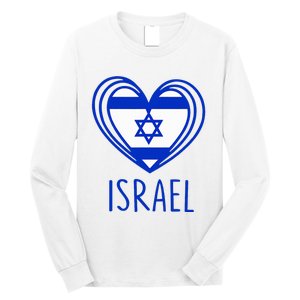 Patriotic Israel Pride Israeli Heart Flag Israel Long Sleeve Shirt