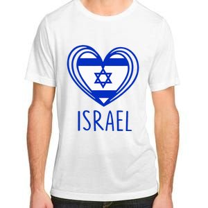 Patriotic Israel Pride Israeli Heart Flag Israel Adult ChromaSoft Performance T-Shirt