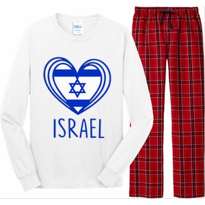 Patriotic Israel Pride Israeli Heart Flag Israel Long Sleeve Pajama Set