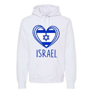 Patriotic Israel Pride Israeli Heart Flag Israel Premium Hoodie