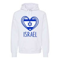 Patriotic Israel Pride Israeli Heart Flag Israel Premium Hoodie