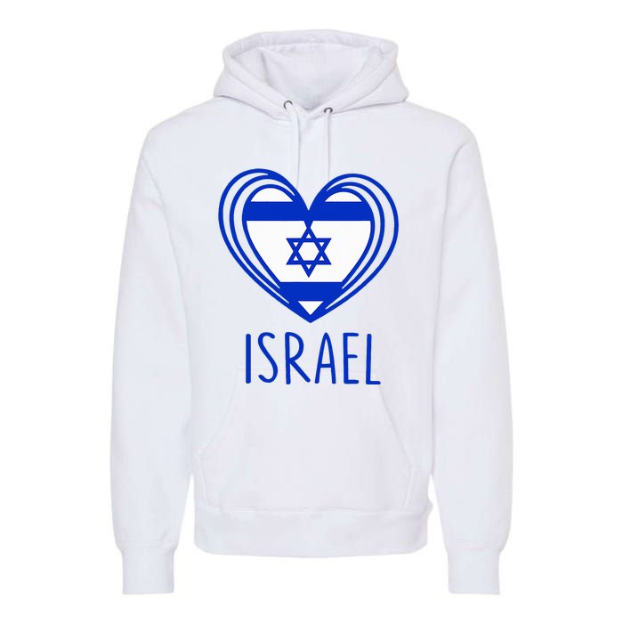 Patriotic Israel Pride Israeli Heart Flag Israel Premium Hoodie