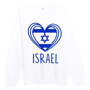 Patriotic Israel Pride Israeli Heart Flag Israel Premium Crewneck Sweatshirt