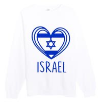 Patriotic Israel Pride Israeli Heart Flag Israel Premium Crewneck Sweatshirt