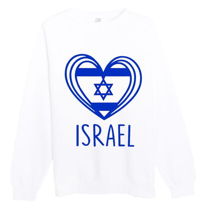 Patriotic Israel Pride Israeli Heart Flag Israel Premium Crewneck Sweatshirt