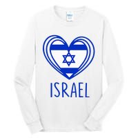 Patriotic Israel Pride Israeli Heart Flag Israel Tall Long Sleeve T-Shirt