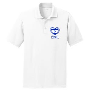 Patriotic Israel Pride Israeli Heart Flag Israel PosiCharge RacerMesh Polo