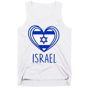 Patriotic Israel Pride Israeli Heart Flag Israel Tank Top