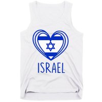 Patriotic Israel Pride Israeli Heart Flag Israel Tank Top