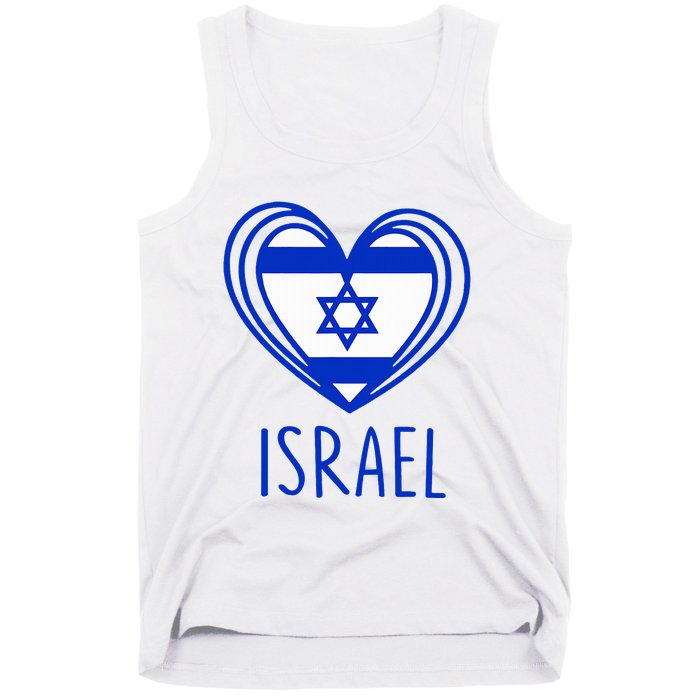 Patriotic Israel Pride Israeli Heart Flag Israel Tank Top