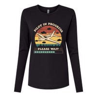 Pilot In Progress Please Wait Funny Aviation Future Pilots Womens Cotton Relaxed Long Sleeve T-Shirt