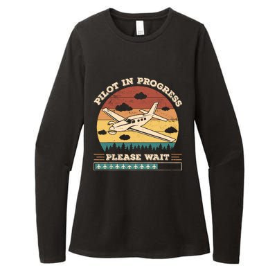 Pilot In Progress Please Wait Funny Aviation Future Pilots Womens CVC Long Sleeve Shirt