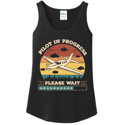 Pilot In Progress Please Wait Funny Aviation Future Pilots Ladies Essential Tank