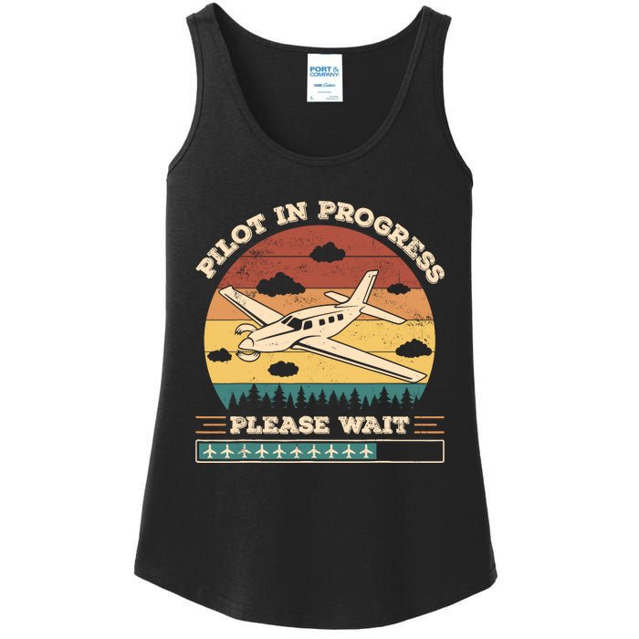 Pilot In Progress Please Wait Funny Aviation Future Pilots Ladies Essential Tank