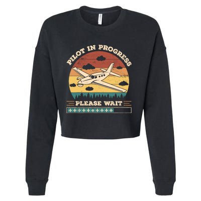 Pilot In Progress Please Wait Funny Aviation Future Pilots Cropped Pullover Crew