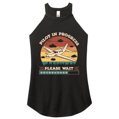 Pilot In Progress Please Wait Funny Aviation Future Pilots Women's Perfect Tri Rocker Tank