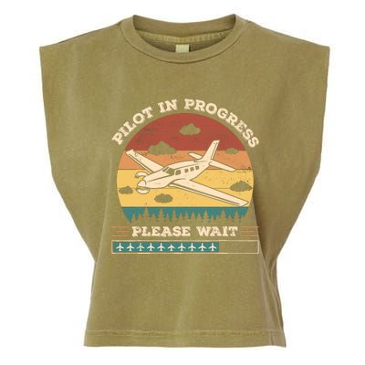 Pilot In Progress Please Wait Funny Aviation Future Pilots Garment-Dyed Women's Muscle Tee