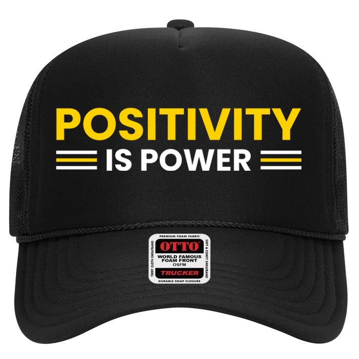 Positivity Is Power Typography High Crown Mesh Back Trucker Hat