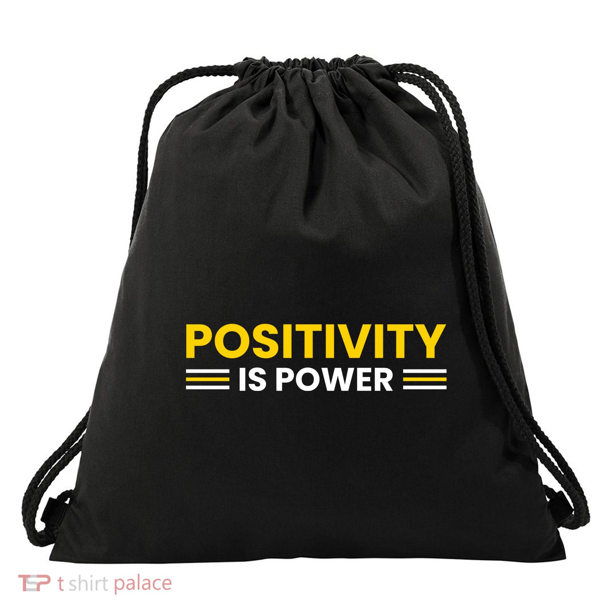 Positivity Is Power Typography Drawstring Bag