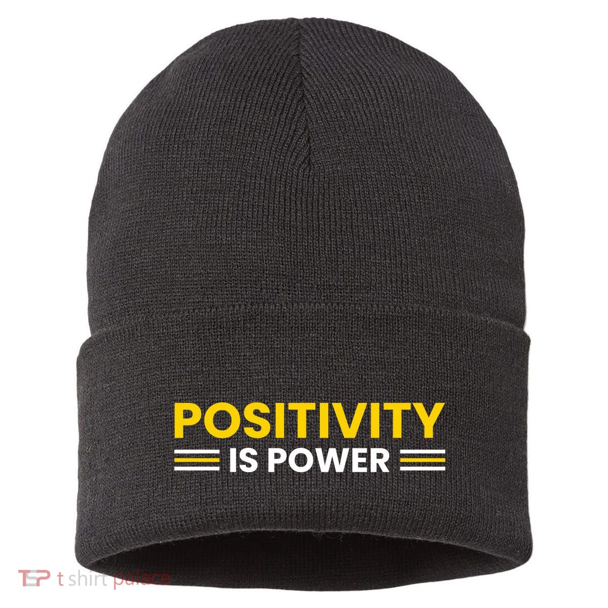 Positivity Is Power Typography Sustainable Knit Beanie