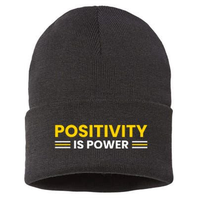 Positivity Is Power Typography Sustainable Knit Beanie