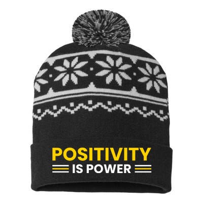 Positivity Is Power Typography USA-Made Snowflake Beanie