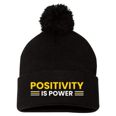 Positivity Is Power Typography Pom Pom 12in Knit Beanie