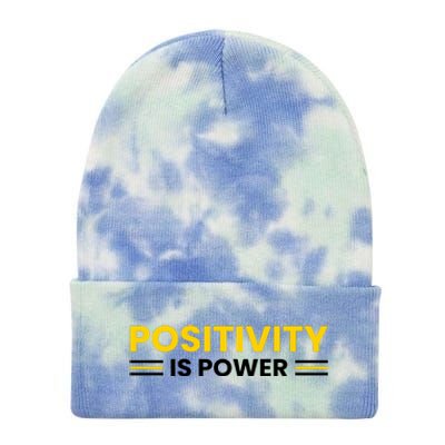 Positivity Is Power Typography Tie Dye 12in Knit Beanie