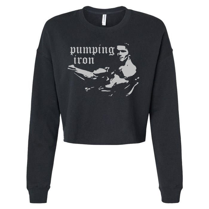 PUMPING IRON Cropped Pullover Crew