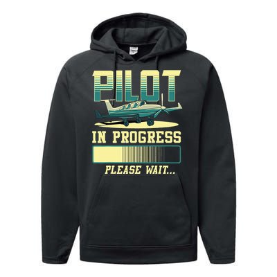 Pilot In Progress Please Wait Airplane Pilot In Training Performance Fleece Hoodie