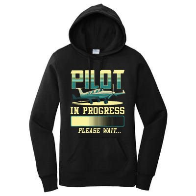 Pilot In Progress Please Wait Airplane Pilot In Training Women's Pullover Hoodie