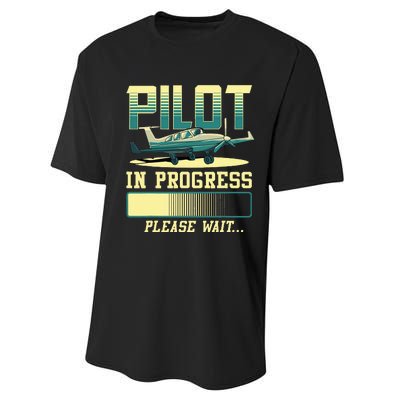 Pilot In Progress Please Wait Airplane Pilot In Training Performance Sprint T-Shirt