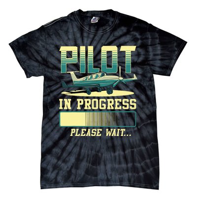 Pilot In Progress Please Wait Airplane Pilot In Training Tie-Dye T-Shirt