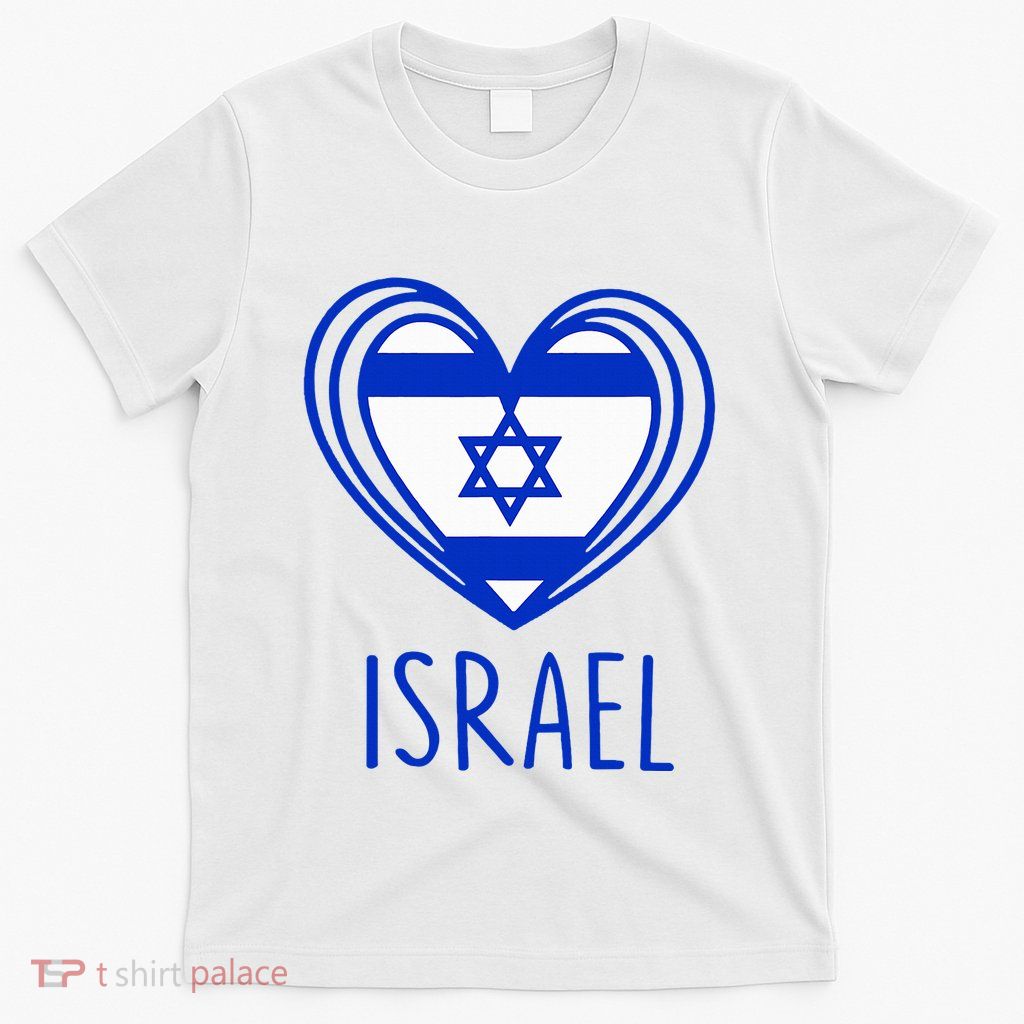 Patriotic Israel Pride Israeli Heart Flag Israel T-Shirt