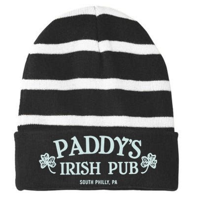 PaddYs Irish Pub Bar Striped Beanie with Solid Band