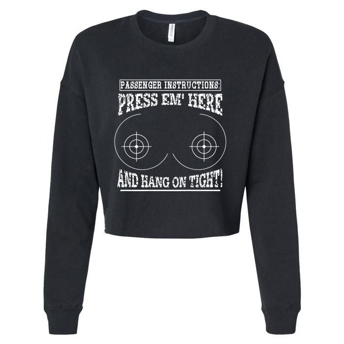 Passenger Instructions Press Em Here Cropped Pullover Crew