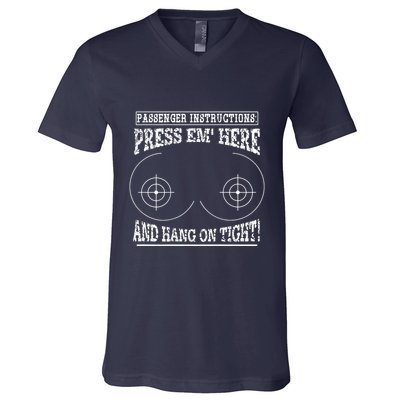 Passenger Instructions Press Em Here V-Neck T-Shirt