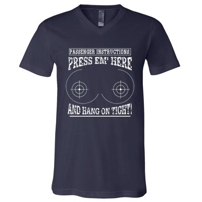 Passenger Instructions Press Em Here V-Neck T-Shirt