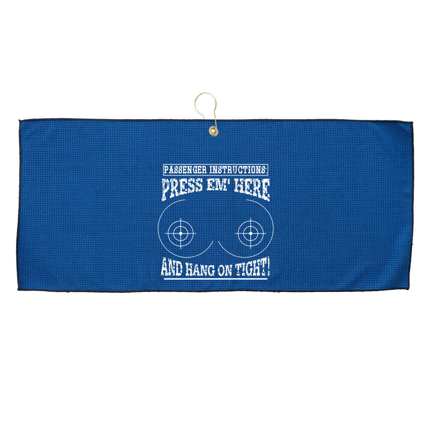 Passenger Instructions Press Em Here Large Microfiber Waffle Golf Towel