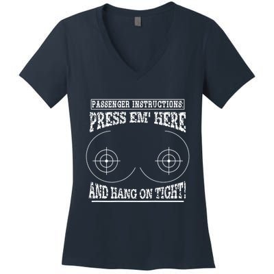 Passenger Instructions Press Em Here Women's V-Neck T-Shirt