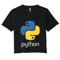 Python Interpreted Programming Language For Software Coders Gift Women's Crop Top Tee