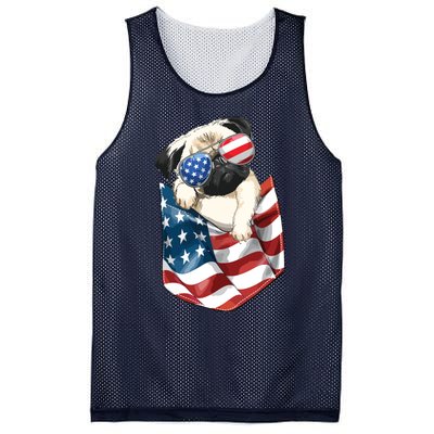 Pug In Pocket Dog 4th July Shirts Men Women Kids USA Flag Mesh Reversible Basketball Jersey Tank