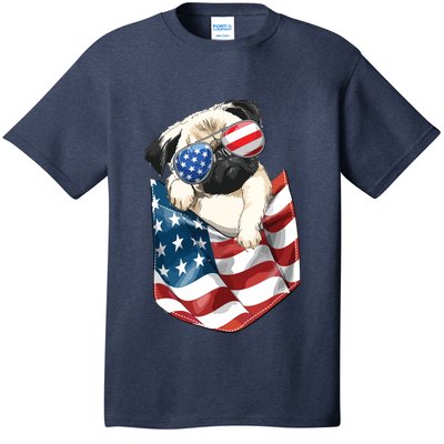 Pug In Pocket Dog 4th July Shirts Men Women Kids USA Flag T-Shirt