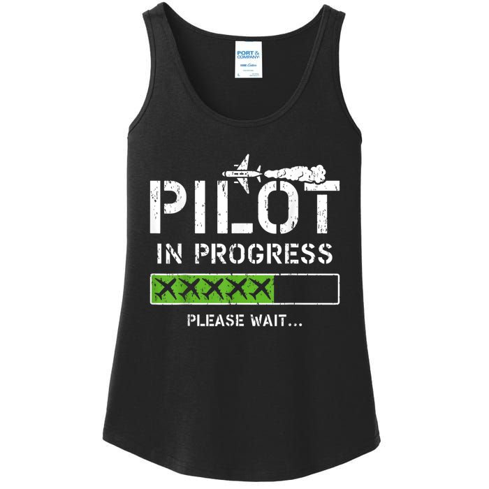 Pilot In Progress Kid Future Pilot Airplane Aviation Flying Ladies Essential Tank